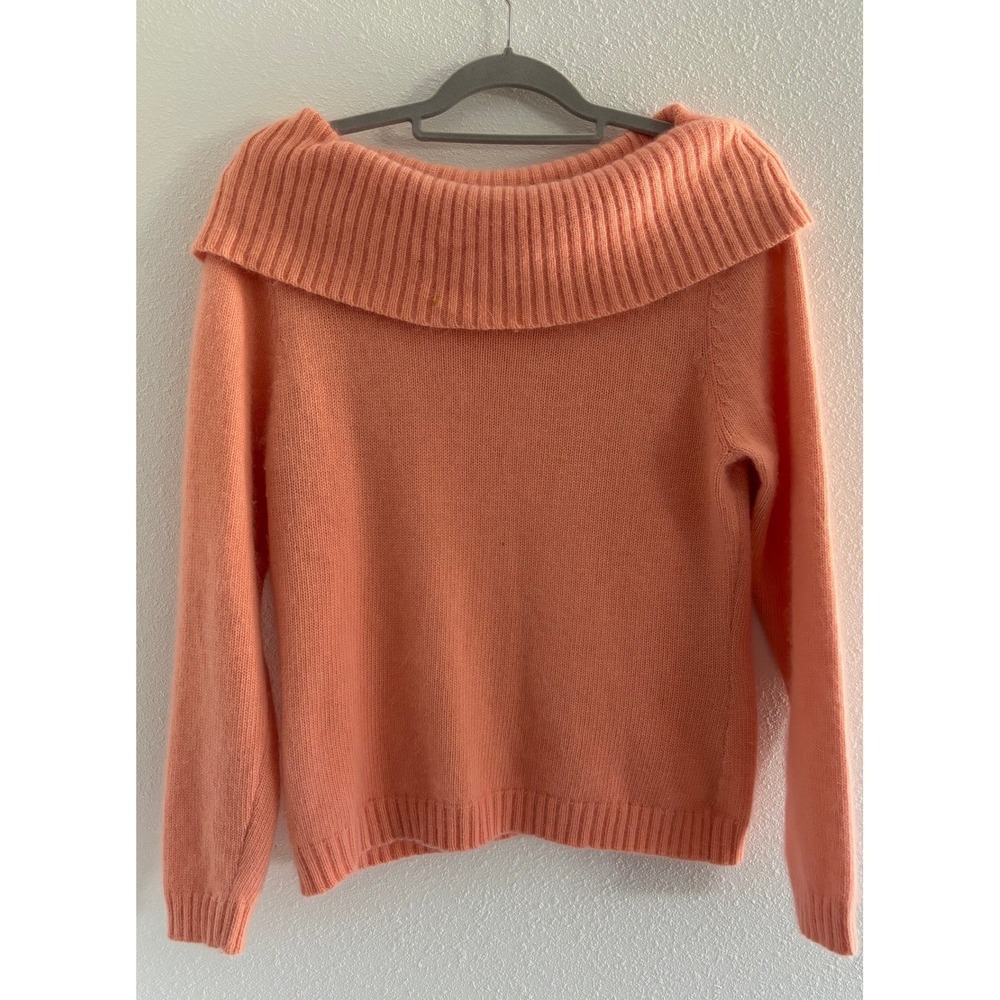 Vintage Wool‎ Sweater Womens Large Coral Cowl Neck Chunky Thick Classic Preppy